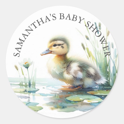 Baby Duck Waterverf Dank u Ronde Sticker (Voorkant)