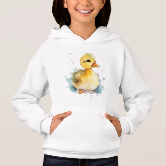 Baby Duck Waterverf Meisje Pullover Hoodie (Voorkant)