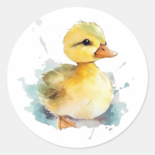 Baby Duck Waterverf Ronde Sticker
