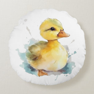 Baby Duck Waterverf Round Pillow Rond Kussen