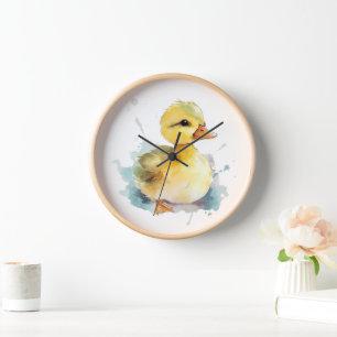 Baby Duck Waterverf Wall Clock