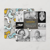 Baby Ducks Photo Collage Boy Birth Announding Aankondiging (Voorkant / Achterkant)