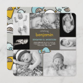 Baby Ducks Photo Collage Boy Birth Announding Aankondiging (Voorkant / Achterkant)