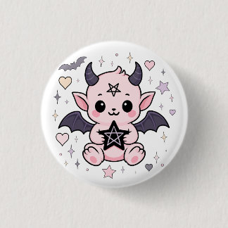 Baby Duivel – Kawaii Pastel Goth Duivel Ronde Button 3,2 Cm