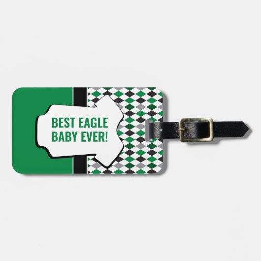 Baby Eagle Green Black Argyle Pattern Bag Label Bagagelabel (Voorkant horizontaal)