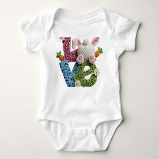 Baby Easter Simulated Yarn Crochet Love   Romper