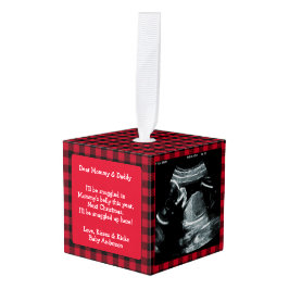 Baby Echografie Nieuwe Ouders Red Plaid Kerstmis Decoratie