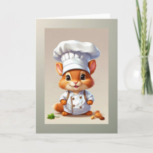 Baby Eekhoorn Chef Illustratie Lege Felicitatie  Kaart