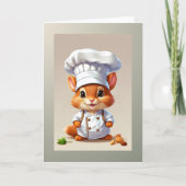Baby Eekhoorn Chef Illustratie Lege Groet  Kaart (Voorkant)