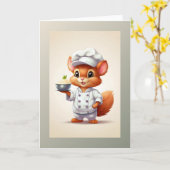 Baby Eekhoorn Chef Illustratie Lege Groet Kaart (Gele Bloem)