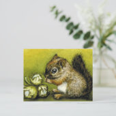 Baby eekhoorn en hazelnoten briefkaart (Staand voorkant)