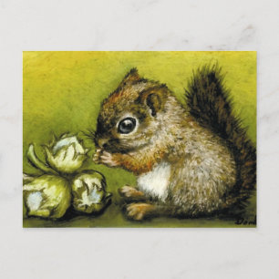 Baby eekhoorn en hazelnoten briefkaart