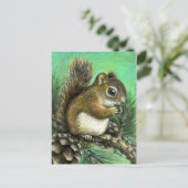 Baby eekhoorn en kegels briefkaart (Staand voorkant)