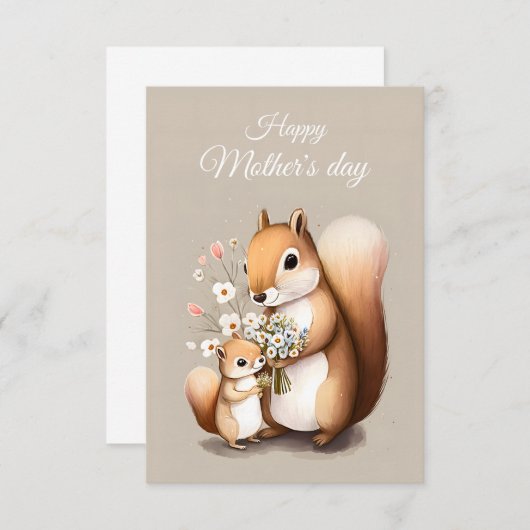 Baby eekhoorn gevierde Moederdag met liefde Bedankkaart (Voorkant / Achterkant)