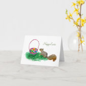 Baby eekhoorn met paasmandje Kaart (Gele Bloem)