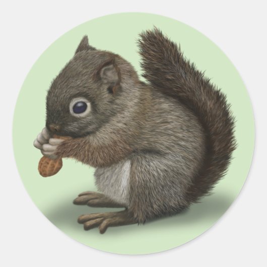 Baby eekhoorn ronde sticker (Voorkant)