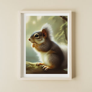 Baby Eekhoorn Wilde Natuur Portret Poster