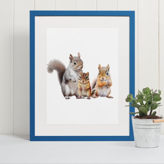 Baby Eekhoorns en Wangzakekinderopvang Poster