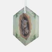 Baby Eekhoorntjes, feestdagen, glazen versiering Glas Ornament (Voorkant links)