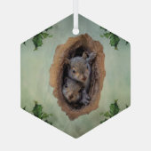 Baby Eekhoorntjes, feestdagen, glazen versiering Glas Ornament (Achterkant)
