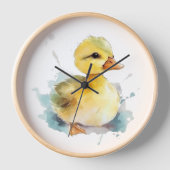 Baby Eend Aquarel Wandklok (Voorkant)
