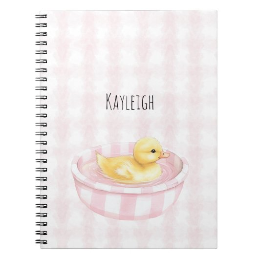Baby Eend in Roze Zwembad Notitieboek (Voorkant)