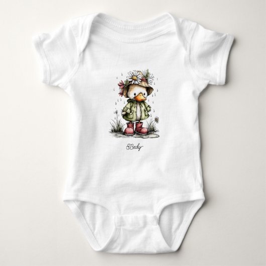 Baby Eend Speelt in de Regen Romper (Voorkant)