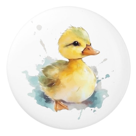 Baby eend Waterverf keramische knop (Voorkant)