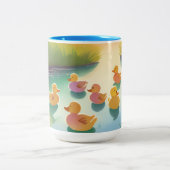 Baby eenden in vijver tweekleurige koffiemok (Center)