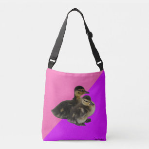 Baby Eendjes op Roze Framboos en Paarse Sorbet Crossbody Tas
