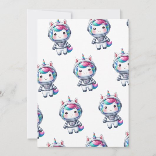 Baby Eenhoorn Astronaut 1e Verjaardag Kaart (Achterkant)