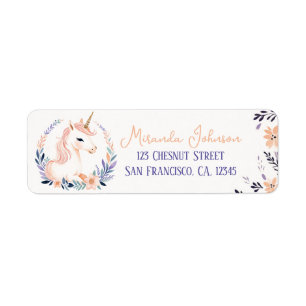 Baby Eenhoorn Boho Floral Design - Retouradres Etiket