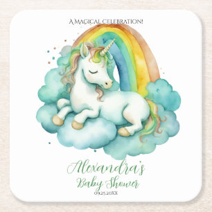 Baby Eenhoorn Genderneutraal Baby shower Kartonnen Onderzetters