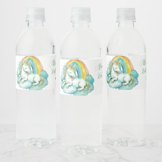 Baby Eenhoorn Genderneutraal Baby shower Waterfles Etiket (Flessen)