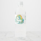 Baby Eenhoorn Genderneutraal Baby shower Waterfles Etiket (Voorkant)