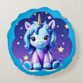 Baby Eenhoorn in PJ's ronde kussen (Achterkant)