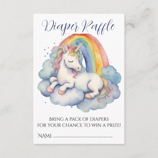 Baby Eenhoorn Jongen Baby shower Luier Raffle Informatiekaartje (Voorkant)