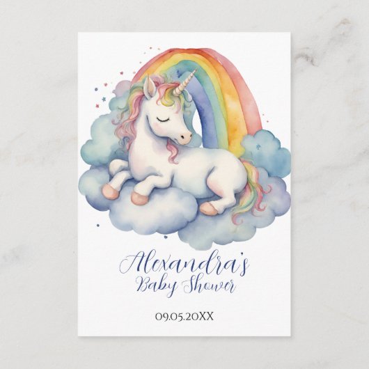 Baby Eenhoorn Jongen Baby shower Luier Raffle Informatiekaartje (Achterkant)