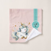 Baby Eenhoorn, kleurrijke sterren monogram Bad Handdoek (Wasdoekje)