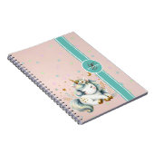 Baby Eenhoorn, kleurrijke sterren monogram Notitieboek (Rechterzijde)