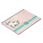 Baby Eenhoorn, kleurrijke sterren monogram Notitieboek (Linkerzijde)