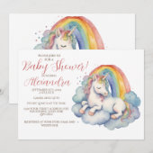 Baby Eenhoorn Meisje Baby shower Kaart (Voorkant / Achterkant)