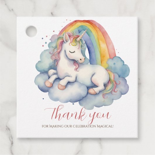 Baby Eenhoorn Meisjes Baby shower Dank u Bedankjes Labels (Voorkant)