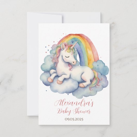 Baby Eenhoorn Meisjes Baby shower Dank u Bedankkaart (Achterkant)