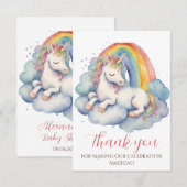 Baby Eenhoorn Meisjes Baby shower Dank u Bedankkaart (Voorkant / Achterkant)