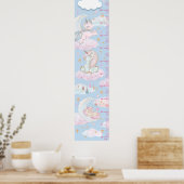 baby eenhoorn met Paarse en roze  Poster (Keuken)