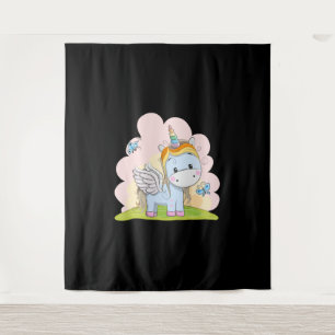 Baby Eenhoorn Vlinder Achtergrond Waterverf Wandkleed