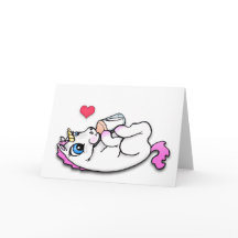 Baby eenhoorn voedertijd - Roze - Kaart