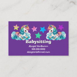 Baby Eenhoorns op Wolken Babysitting Nanny Kindero Visitekaartje