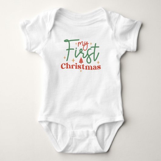Baby Eerste 1e Kerstmis Cadeau voor Pasgeboren Bab Romper (Voorkant)